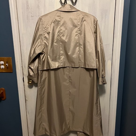 Vintage British Mist Trench Coat Shimmering Champagne Rain Size 12 Petite - Picture 7 of 16